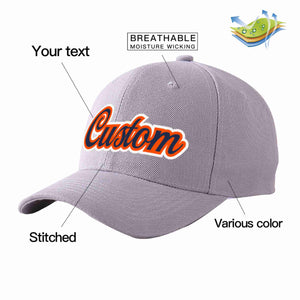 Custom Gray Navy-Orange Curved Eaves Sport Baseball Cap Design for Men/Women/Youth