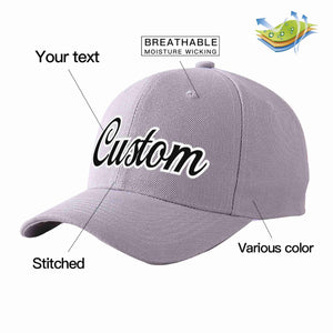 Custom Gray Black-White Curved Eaves Sport Baseball Cap Design for Men/Women/Youth