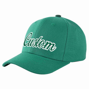 Custom Light Green Kelly Green-White Curved Eaves Sport Baseball Cap Design for Men/Women/Youth