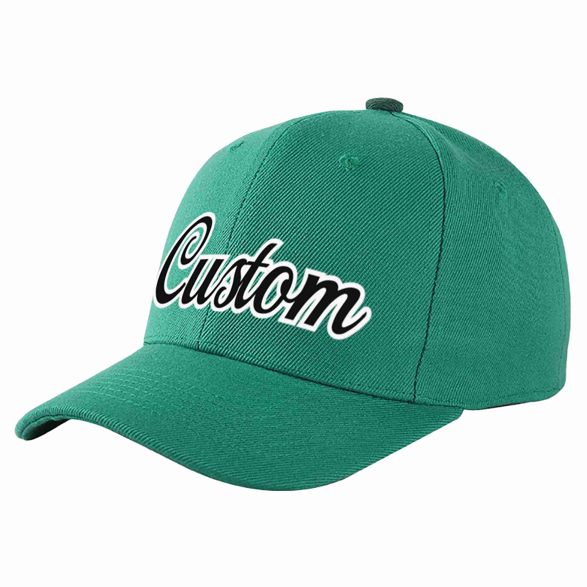 Custom Light Green Black-White Curved Eaves Sport Baseball Cap Design for Men/Women/Youth