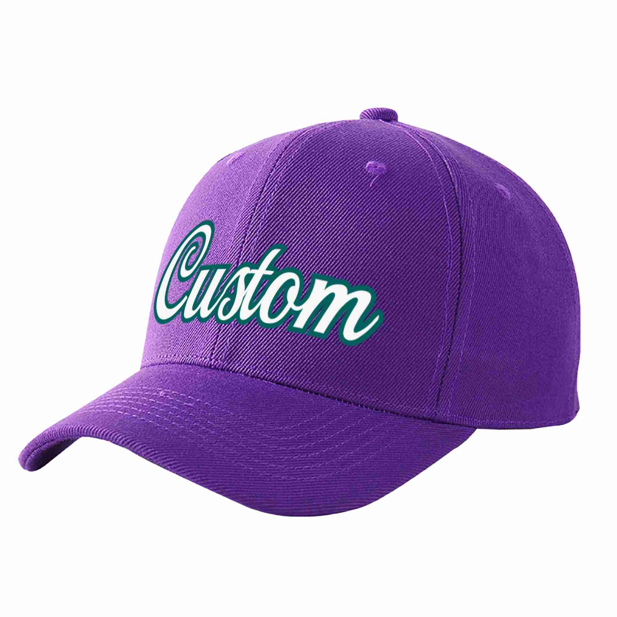 Custom Purple White-Aqua Curved Eaves Sport Baseball Cap Design for Men/Women/Youth