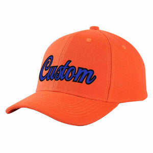 Casquette de baseball personnalisée Tangerine Royal-Black Curved Eaves Sport pour hommes/femmes/jeunes