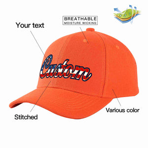 Custom Tangerine Vintage USA Flag-Gold Curved Eaves Sport Baseball Cap Design for Men/Women/Youth