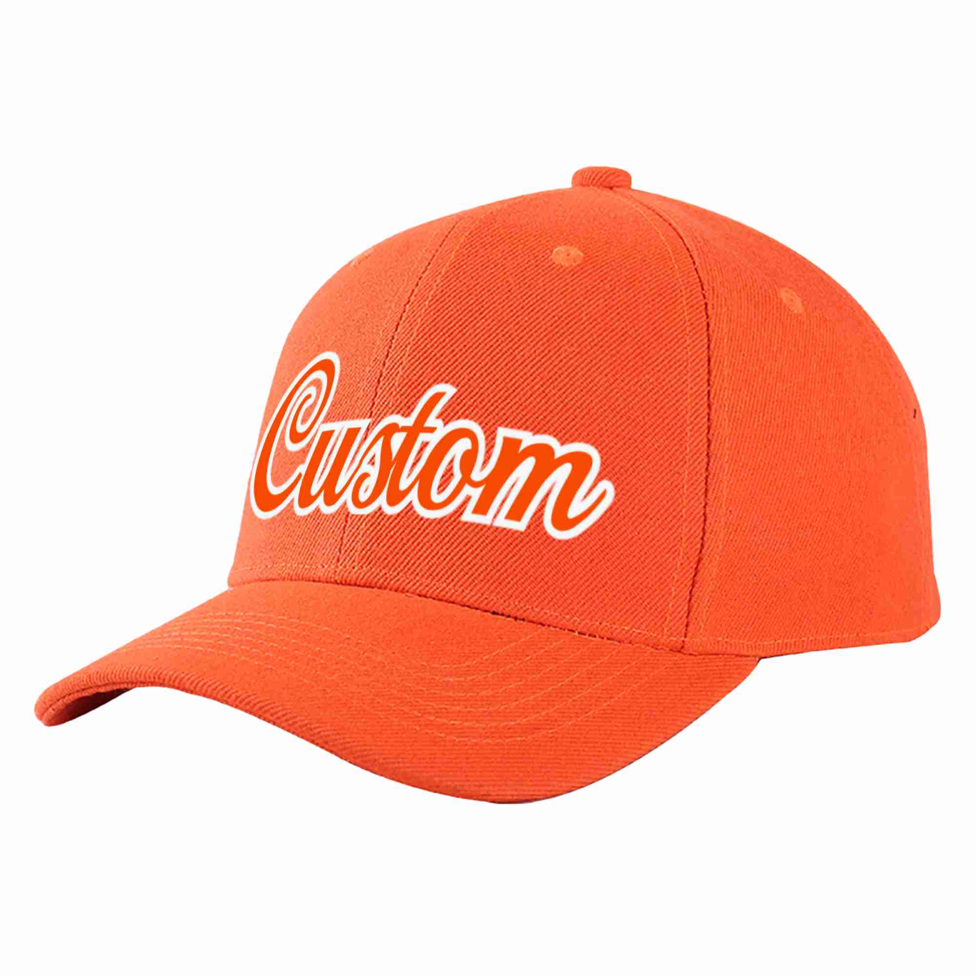 Conception personnalisée de casquette de baseball de sport incurvée orange-blanc mandarine pour hommes/femmes/jeunes