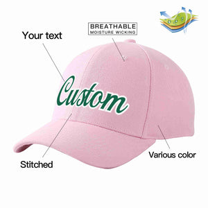 Custom Pink Kelly Green-White Curved Eaves Sport Baseball Cap Design for Men/Women/Youth