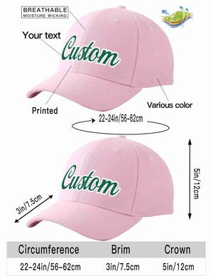 Custom Pink Kelly Green-White Curved Eaves Sport Baseball Cap Design for Men/Women/Youth