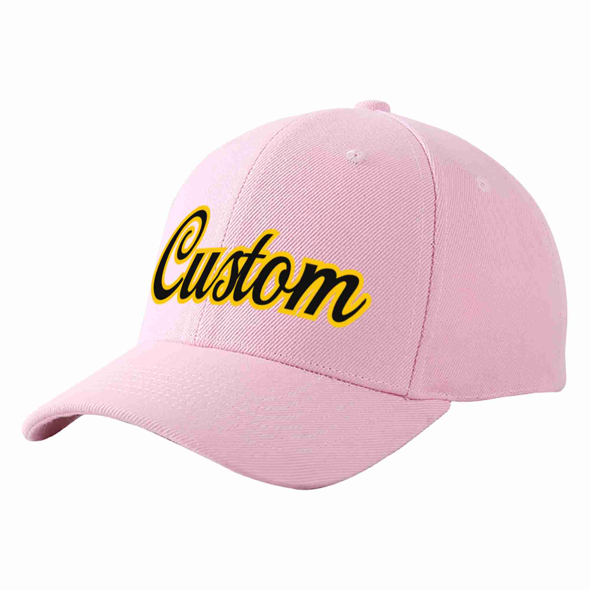 Custom Pink Black-Gold Curved Eaves Sport Baseball Cap Design for Men/Women/Youth