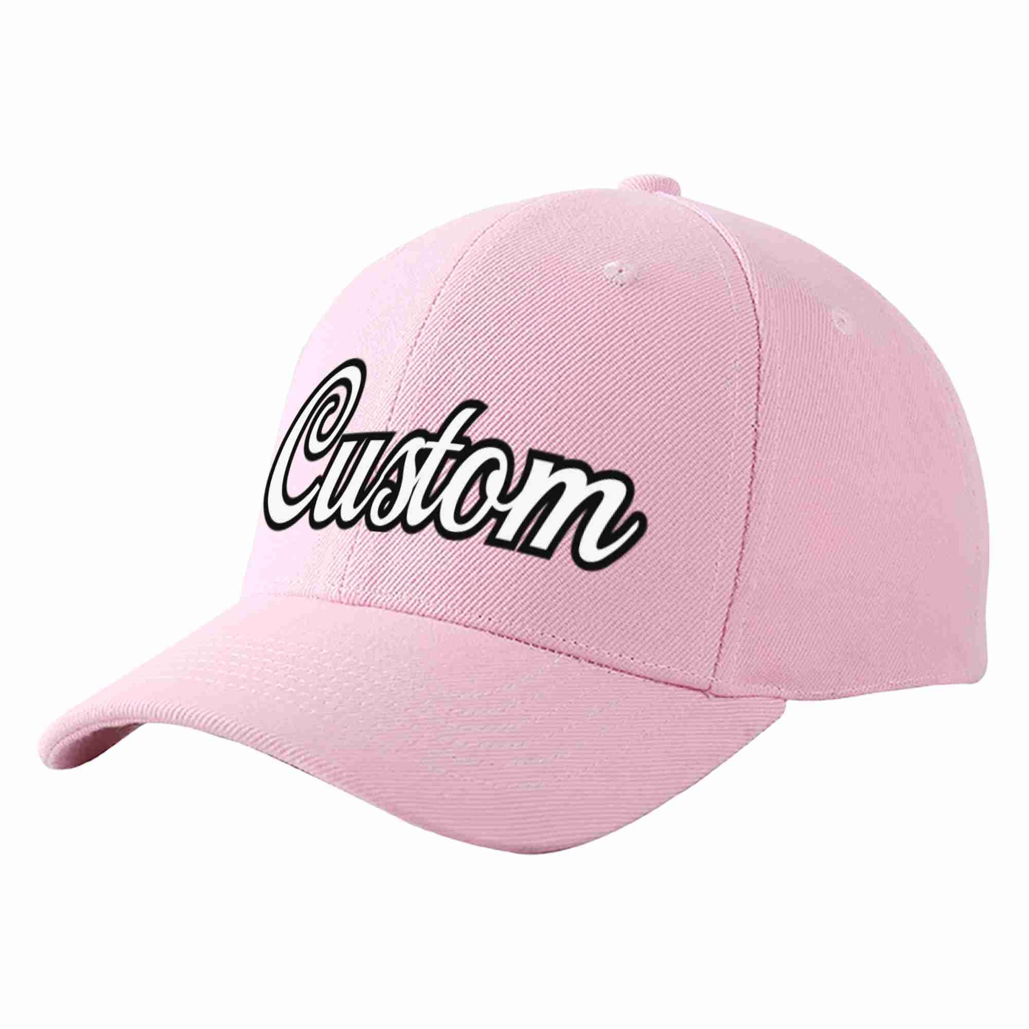 Conception personnalisée de casquette de baseball de sport incurvée rose blanc-noir pour hommes/femmes/jeunes