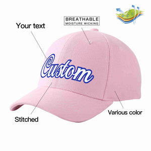 Conception personnalisée de casquette de baseball de sport incurvée Eaves rose blanc-royal pour hommes/femmes/jeunes