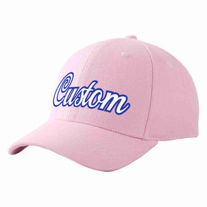 Conception personnalisée de casquette de baseball de sport incurvée Eaves rose blanc-royal pour hommes/femmes/jeunes