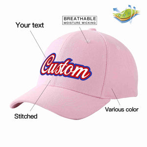 Custom Pink White-Red Curved Eaves Sport Baseball Cap Design for Men/Women/Youth