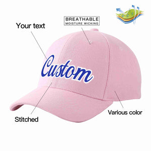 Conception personnalisée de casquette de baseball de sport incurvée rose royal-blanc pour hommes/femmes/jeunes