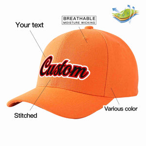 Custom Orange Black-Red Curved Eaves Sport Baseball Cap Design for Men/Women/Youth