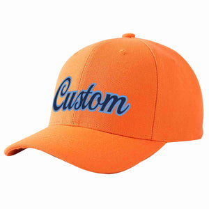 Conception personnalisée de casquette de baseball de sport incurvée orange marine-bleu clair pour hommes/femmes/jeunes