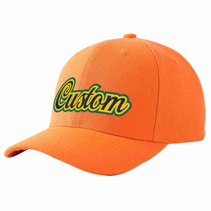 Custom Orange Navy-Gold Curved Eaves Sport Baseball Cap Design for Men/Women/Youth