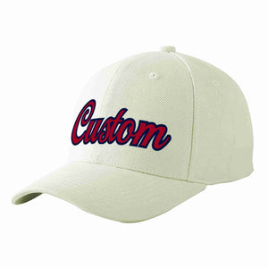 Custom Cream Red-Navy Curved Eaves Sport Baseball Cap Design for Men/Women/Youth