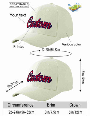 Custom Cream Red-Navy Curved Eaves Sport Baseball Cap Design for Men/Women/Youth