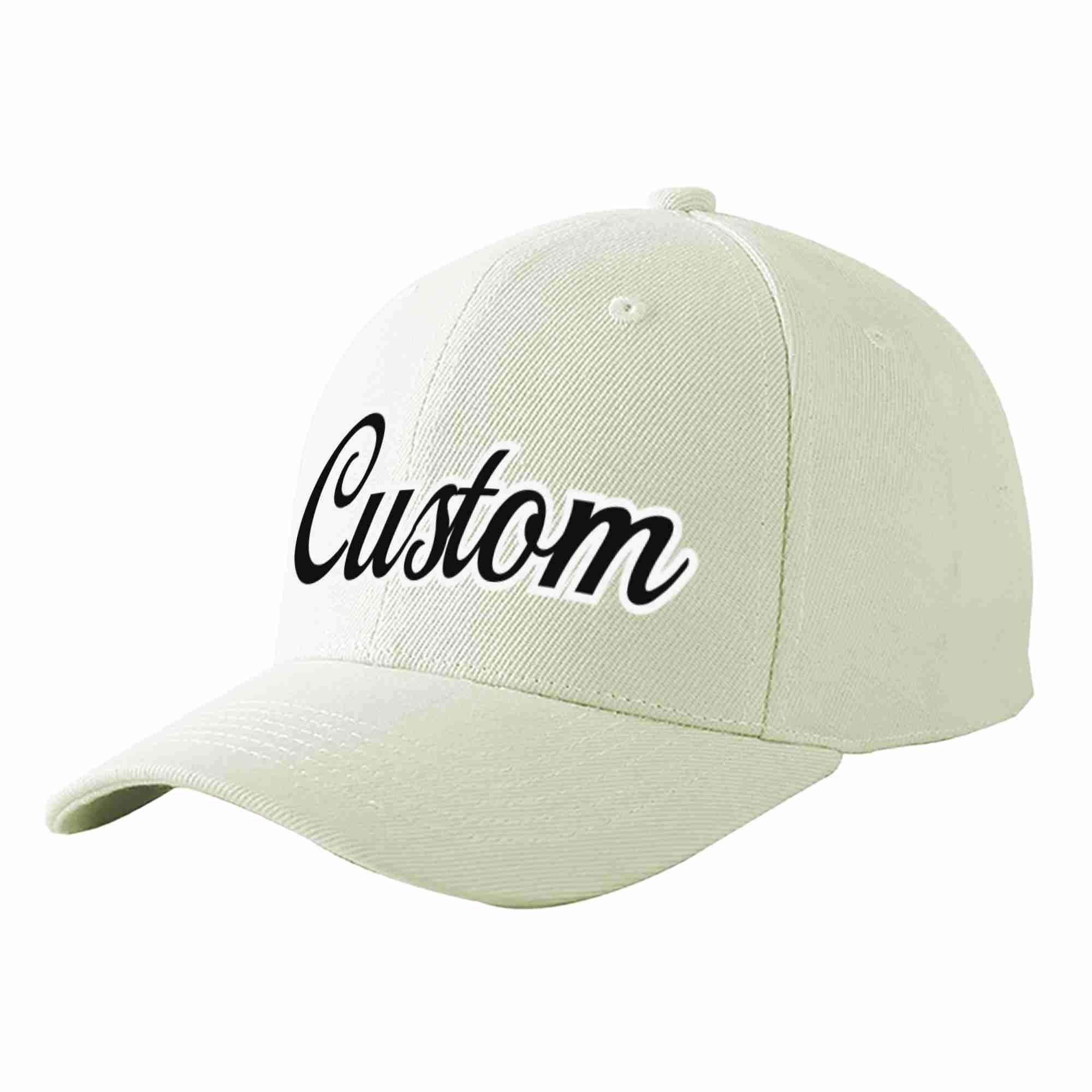 Conception personnalisée de casquette de baseball de sport incurvée noir-blanc crème pour hommes/femmes/jeunes