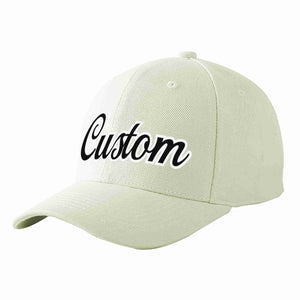 Custom Cream Black-White Curved Eaves Sport Baseball Cap Design for Men/Women/Youth