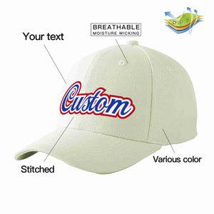 Custom Cream Royal-White Curved Eaves Sport Baseball Cap Design for Men/Women/Youth