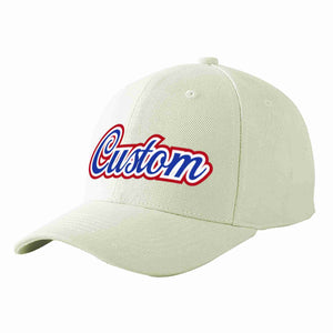 Custom Cream Royal-White Curved Eaves Sport Baseball Cap Design for Men/Women/Youth