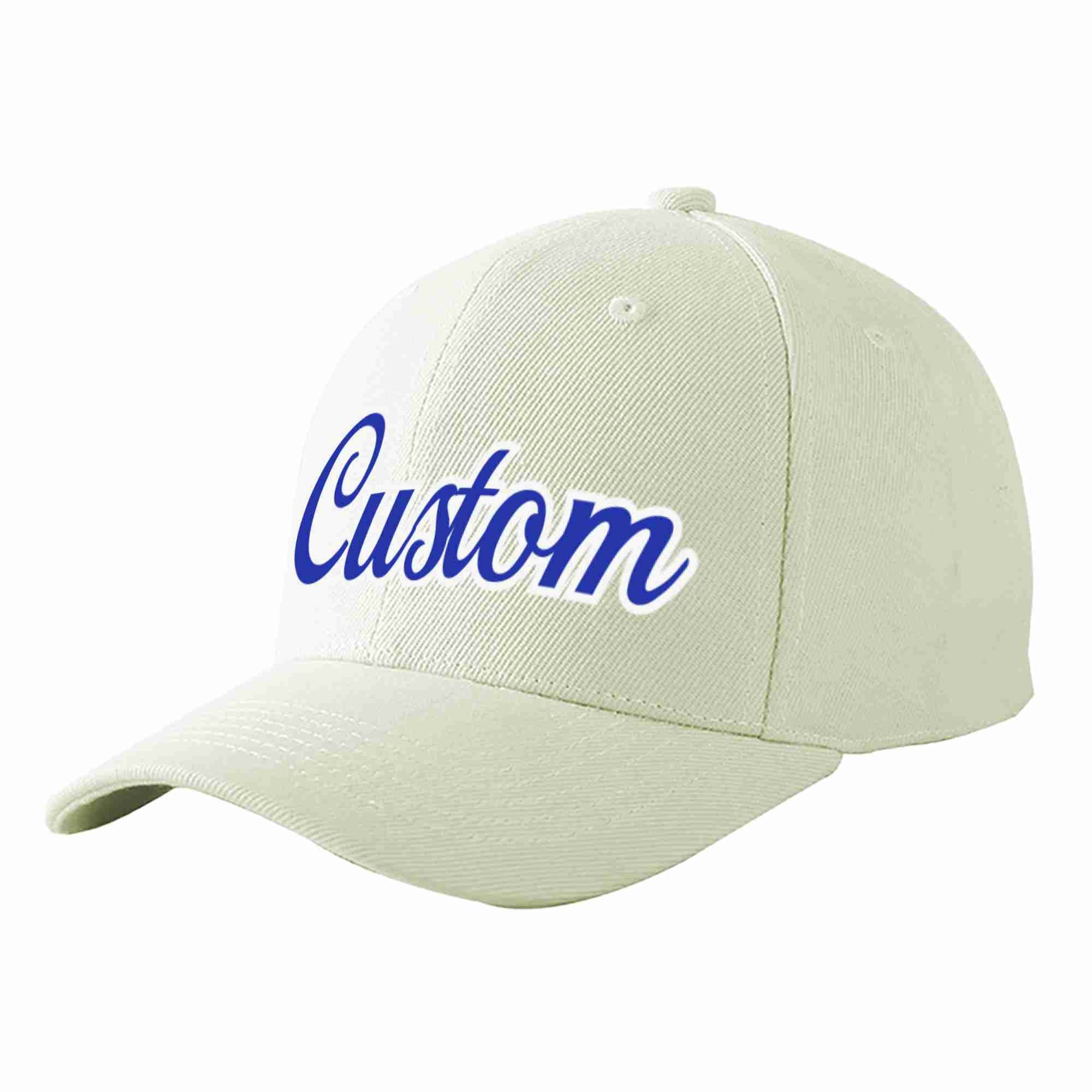 Custom Cream Royal-White Curved Eaves Sport Baseball Cap Design for Men/Women/Youth