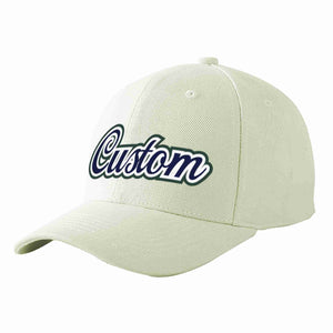 Casquette de baseball de sport incurvée, crème, bleu marine et blanc, personnalisée, pour hommes/femmes/jeunes