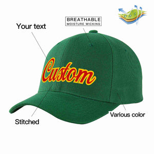 Custom Green Red-Yellow Curved Eaves Sport Baseball Cap Design for Men/Women/Youth