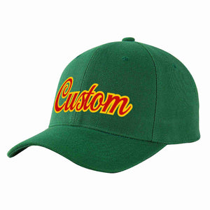 Custom Green Red-Yellow Curved Eaves Sport Baseball Cap Design for Men/Women/Youth