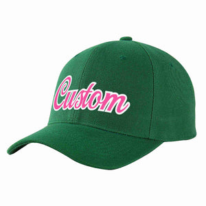 Custom Green Pink-White Curved Eaves Sport Baseball Cap Design for Men/Women/Youth