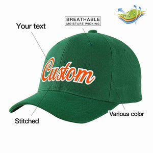 Conception personnalisée de casquette de baseball de sport incurvée vert orange-blanc pour hommes/femmes/jeunes