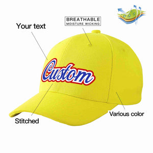 Custom Yellow Royal-White Curved Eaves Sport Baseball Cap Design for Men/Women/Youth