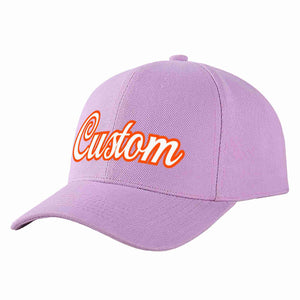 Conception personnalisée de casquette de baseball de sport incurvée violet clair blanc-orange pour hommes/femmes/jeunes