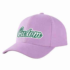 Casquette de baseball de sport incurvée personnalisée, violet clair, blanc-vert Kelly, pour hommes/femmes/jeunes