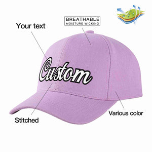 Custom Light Purple White-Black Curved Eaves Sport Baseball Cap Design for Men/Women/Youth