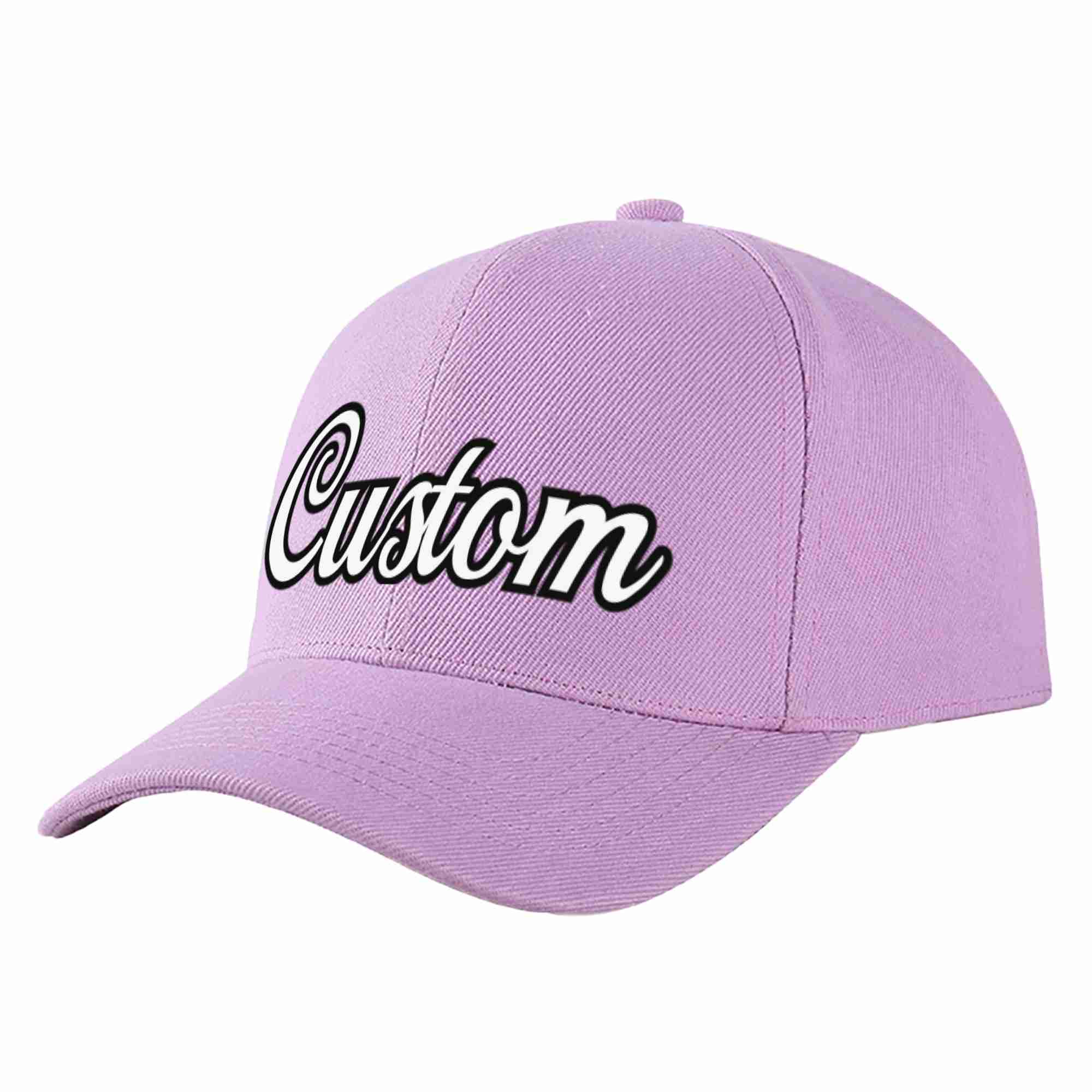 Conception personnalisée de casquette de baseball de sport incurvée violet clair blanc-noir pour hommes/femmes/jeunes