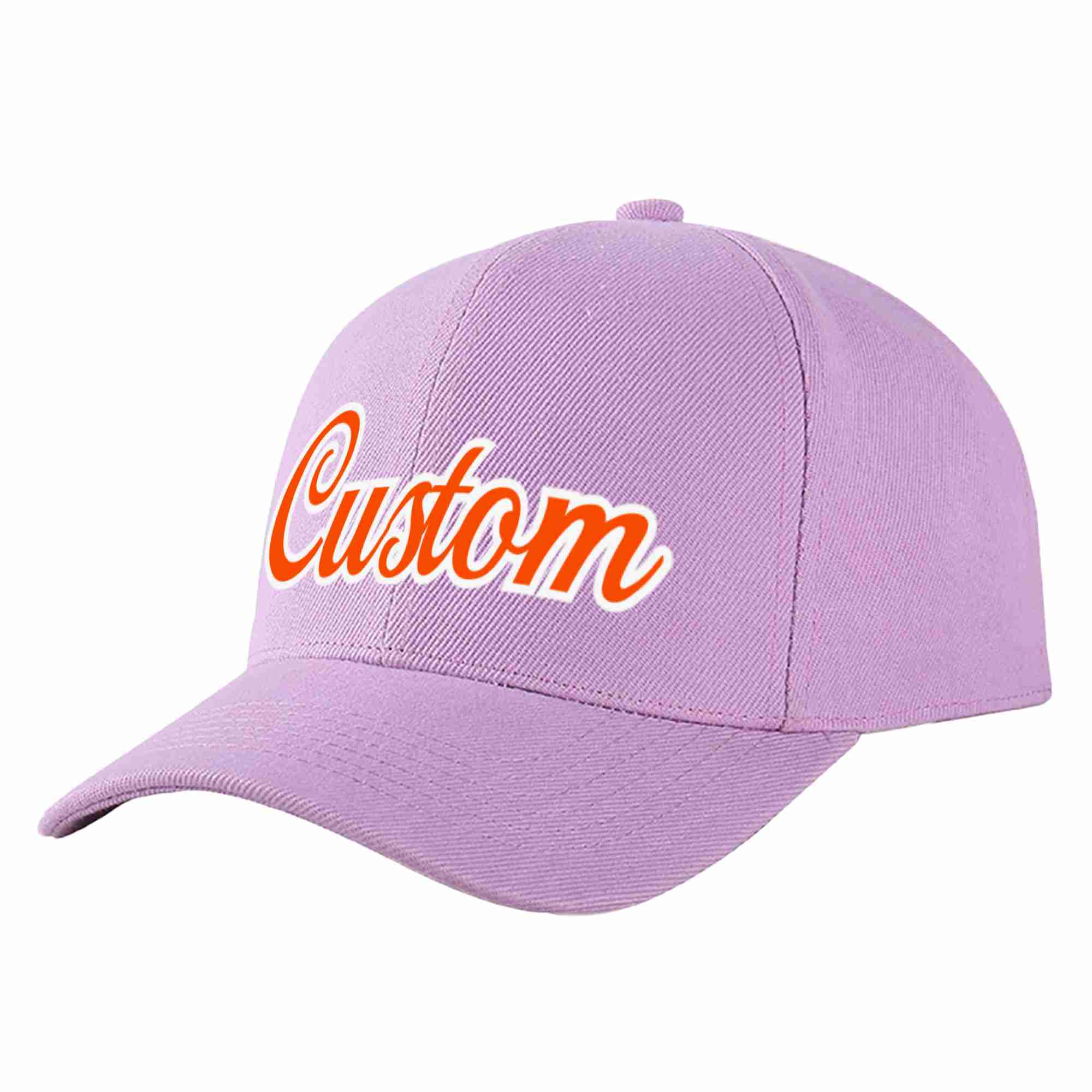 Conception personnalisée de casquette de baseball de sport incurvée violet clair orange-blanc pour hommes/femmes/jeunes