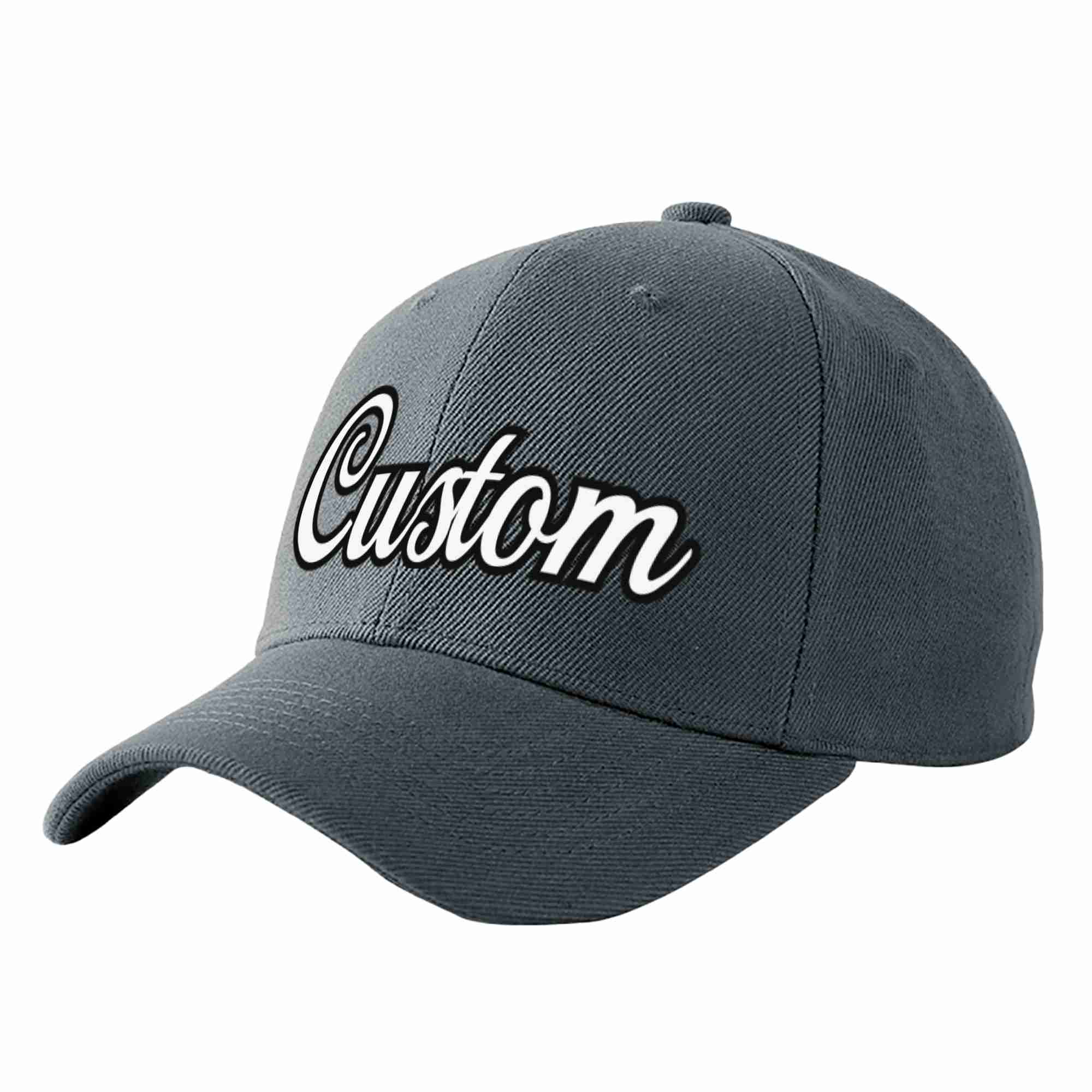 Conception personnalisée de casquette de baseball de sport incurvée gris foncé blanc-noir pour hommes/femmes/jeunes