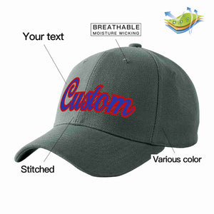 Conception personnalisée de casquette de baseball de sport incurvée gris foncé royal-rouge pour hommes/femmes/jeunes