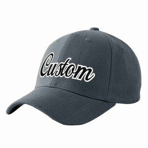 Conception personnalisée de casquette de baseball de sport incurvée gris foncé noir-blanc pour hommes/femmes/jeunes