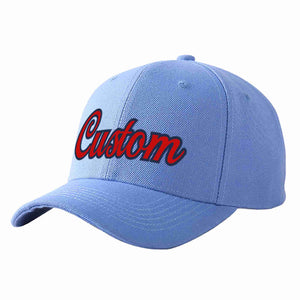 Conception personnalisée de casquette de baseball de sport incurvée bleu ciel rouge-marine pour hommes/femmes/jeunes