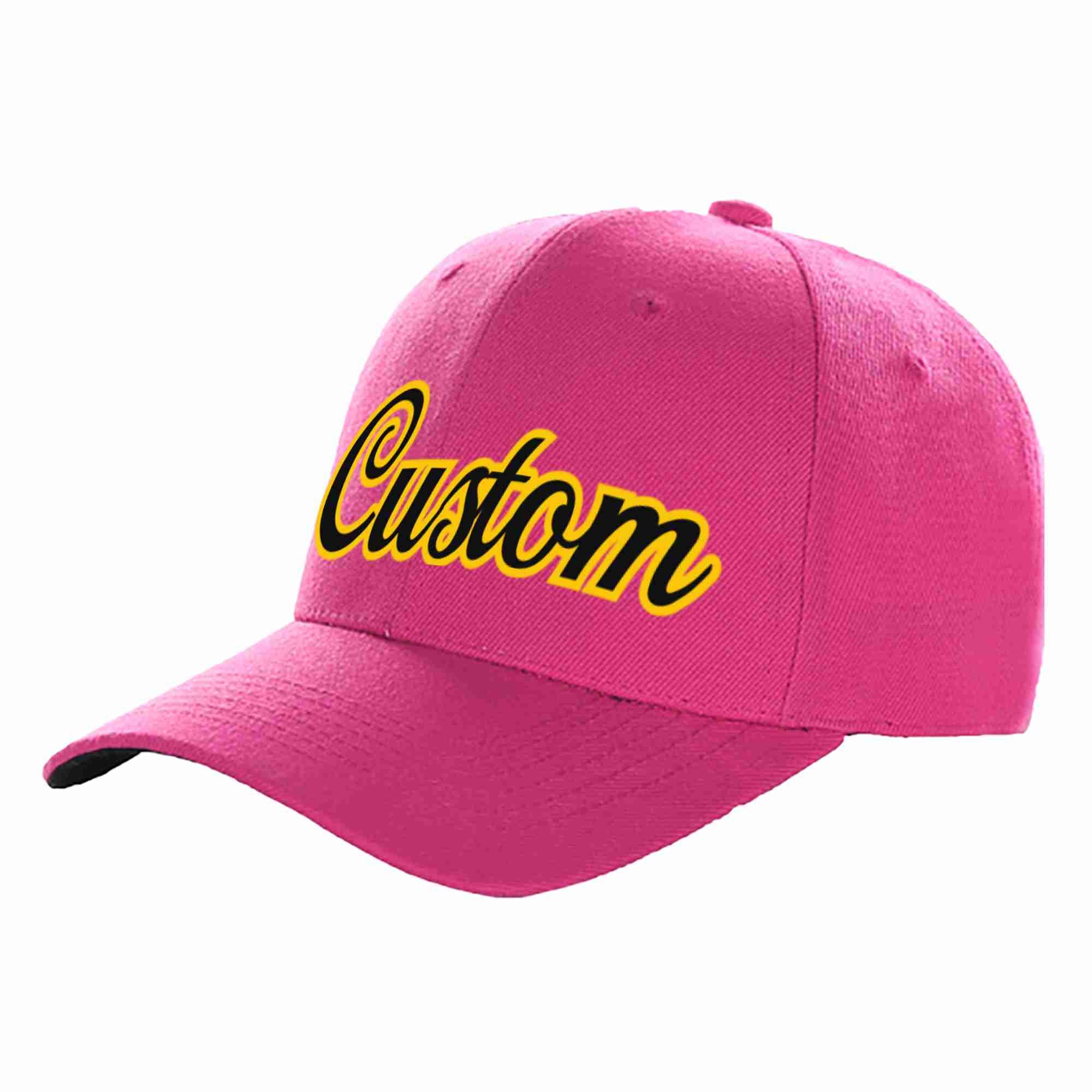 Custom Rose Red Black-Gold Curved Eaves Sport Baseball Cap Design for Men/Women/Youth