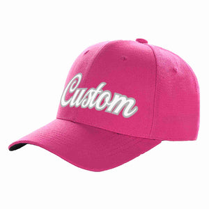 Casquette de baseball de sport incurvée personnalisée Rose rouge blanc-gris pour hommes/femmes/jeunes