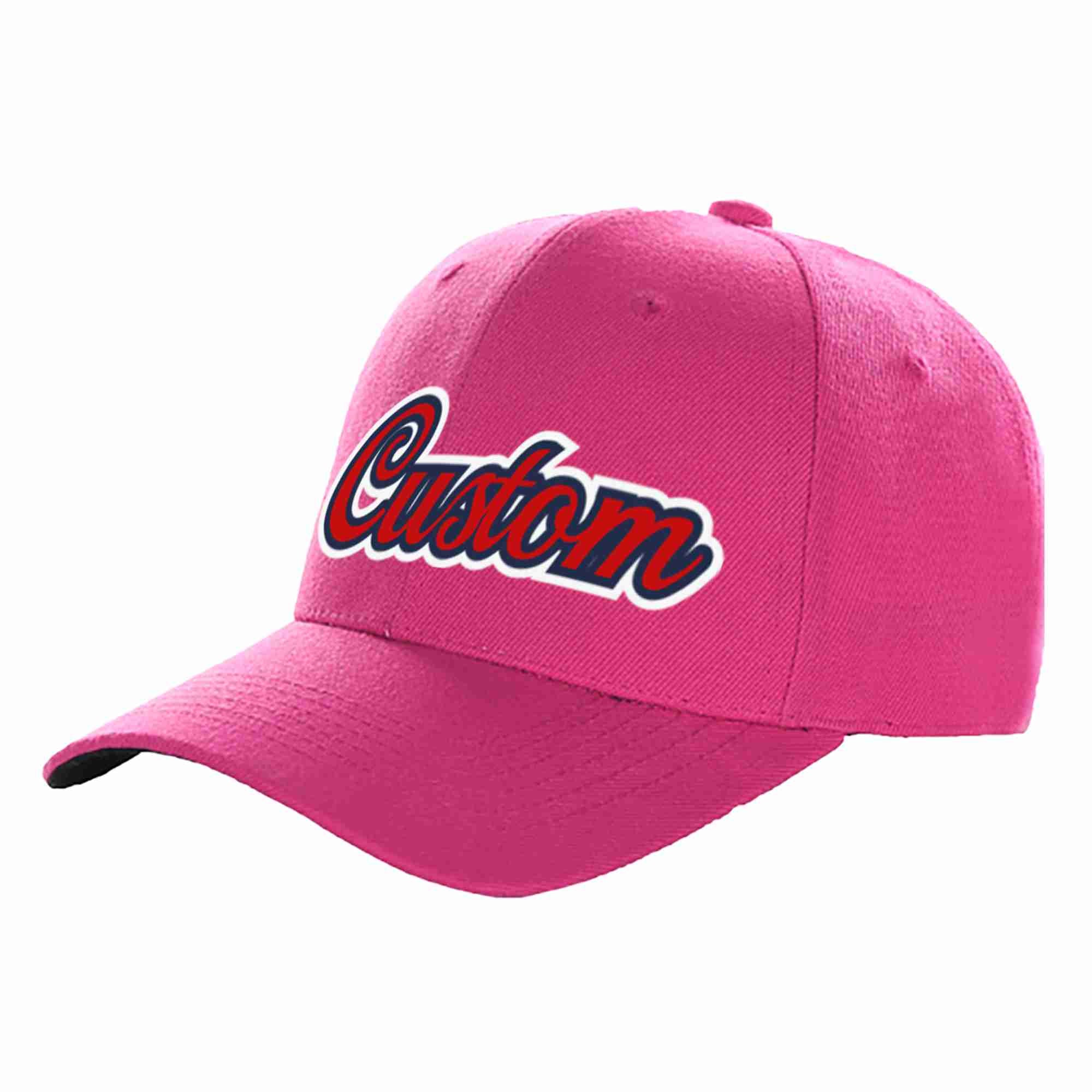 Conception personnalisée de casquette de baseball de sport à avant-toit incurvé rouge-marine rouge rose pour hommes/femmes/jeunes