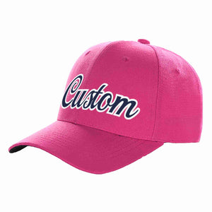 Custom Rose Red Navy-White Curved Eaves Sport Baseball Cap Design for Men/Women/Youth