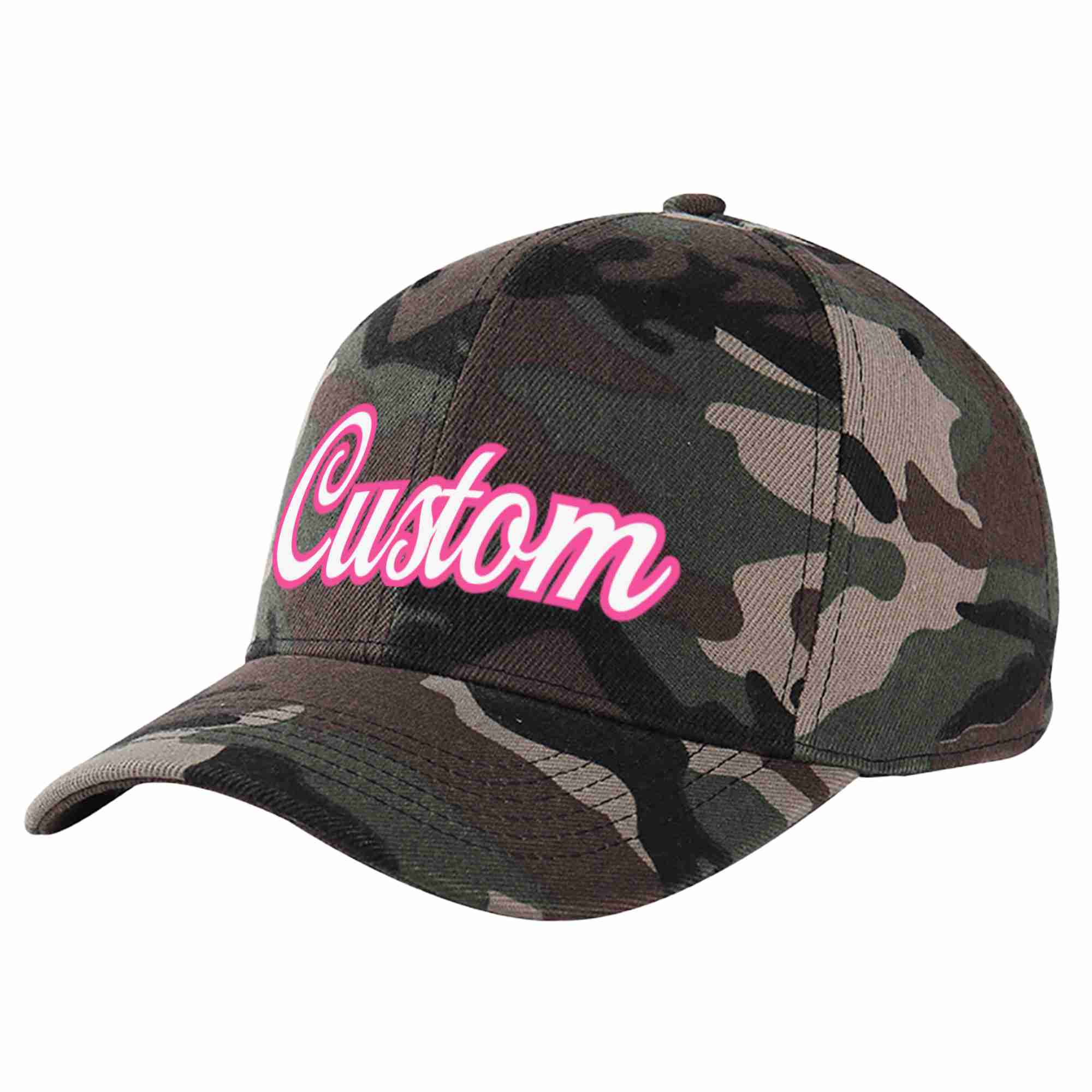 Custom Camo White-Pink Curved Eaves Sport Baseball Cap Design for Men/Women/Youth