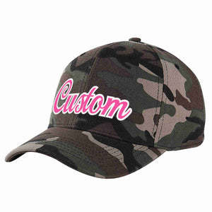 Custom Camo Pink-White Curved Eaves Sport Baseball Cap Design for Men/Women/Youth