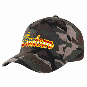 Custom Camo Vintage USA Flag-Gold Curved Eaves Sport Baseball Cap Design for Men/Women/Youth