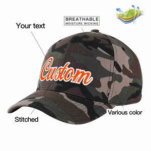 Casquette de baseball de sport incurvée orange-blanc camouflage personnalisée pour hommes/femmes/jeunes