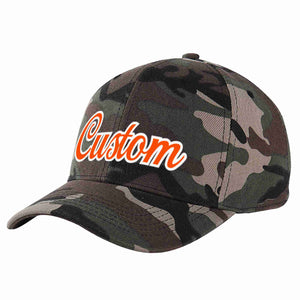 Casquette de baseball de sport incurvée orange-blanc camouflage personnalisée pour hommes/femmes/jeunes